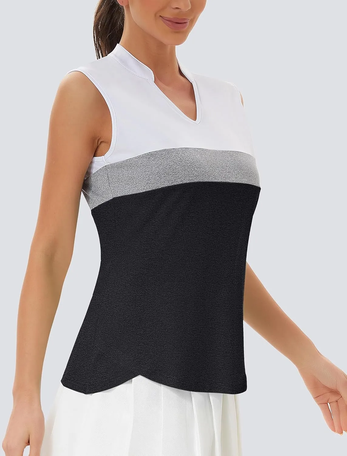 Womens Golf Shirt V Neck Sleeveless Polo Shirts Athletic Tennis Tank Tops Moisture Wicking Lightweight Sports Top