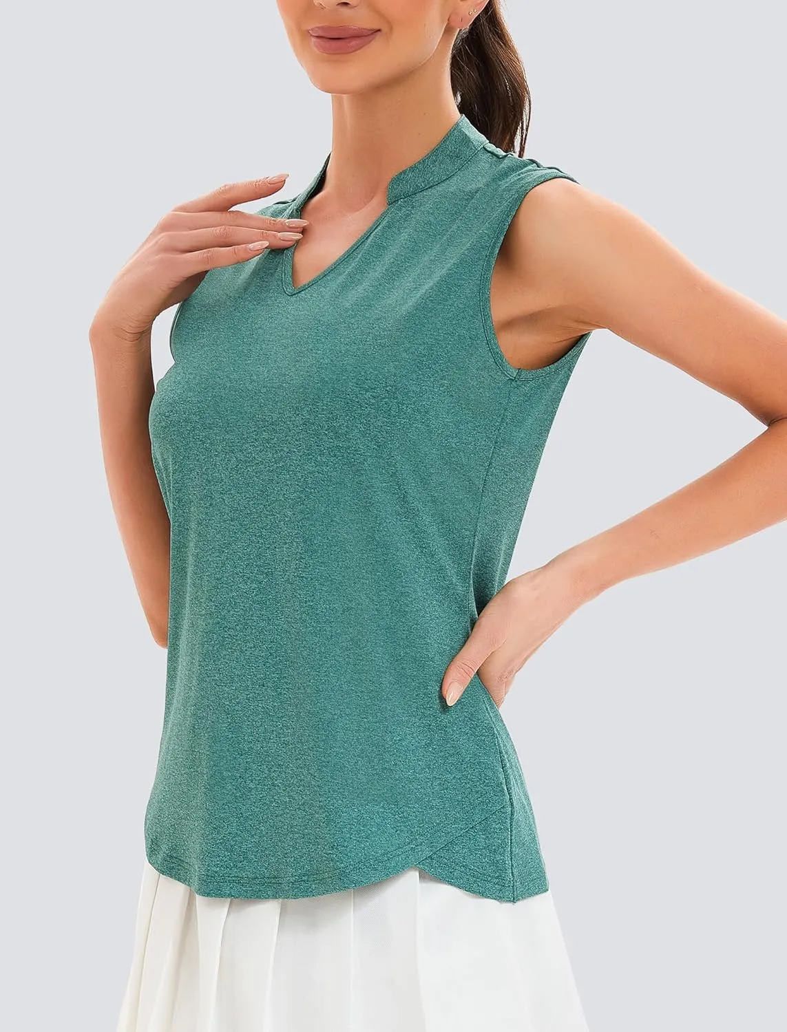 Womens Golf Shirt V Neck Sleeveless Polo Shirts Athletic Tennis Tank Tops Moisture Wicking Lightweight Sports Top