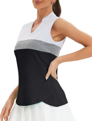 Womens Golf Shirt V Neck Sleeveless Polo Shirts Athletic Tennis Tank Tops Moisture Wicking Lightweight Sports Top