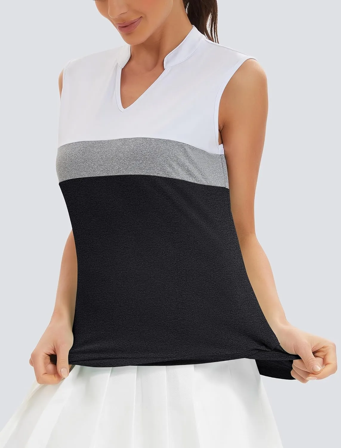 Womens Golf Shirt V Neck Sleeveless Polo Shirts Athletic Tennis Tank Tops Moisture Wicking Lightweight Sports Top