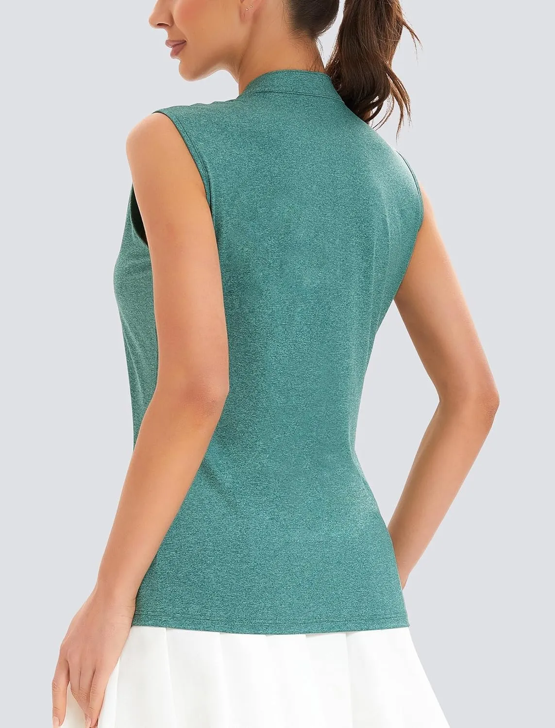 Womens Golf Shirt V Neck Sleeveless Polo Shirts Athletic Tennis Tank Tops Moisture Wicking Lightweight Sports Top