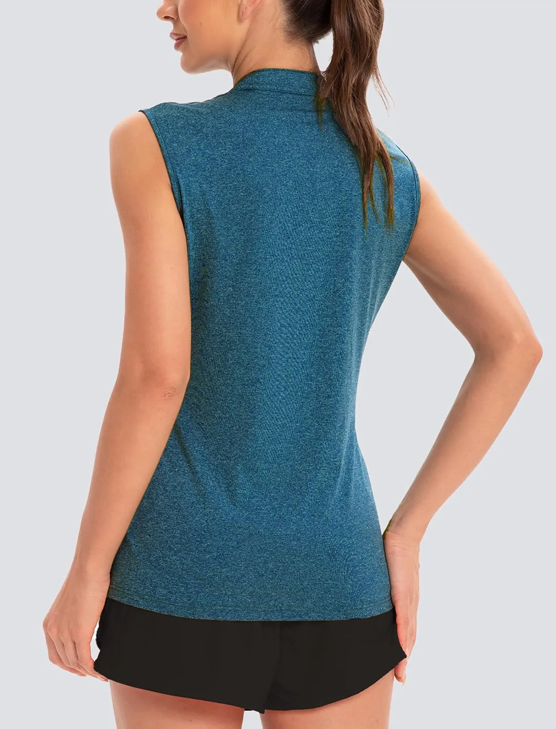 Womens Golf Shirt V Neck Sleeveless Polo Shirts Athletic Tennis Tank Tops Moisture Wicking Lightweight Sports Top