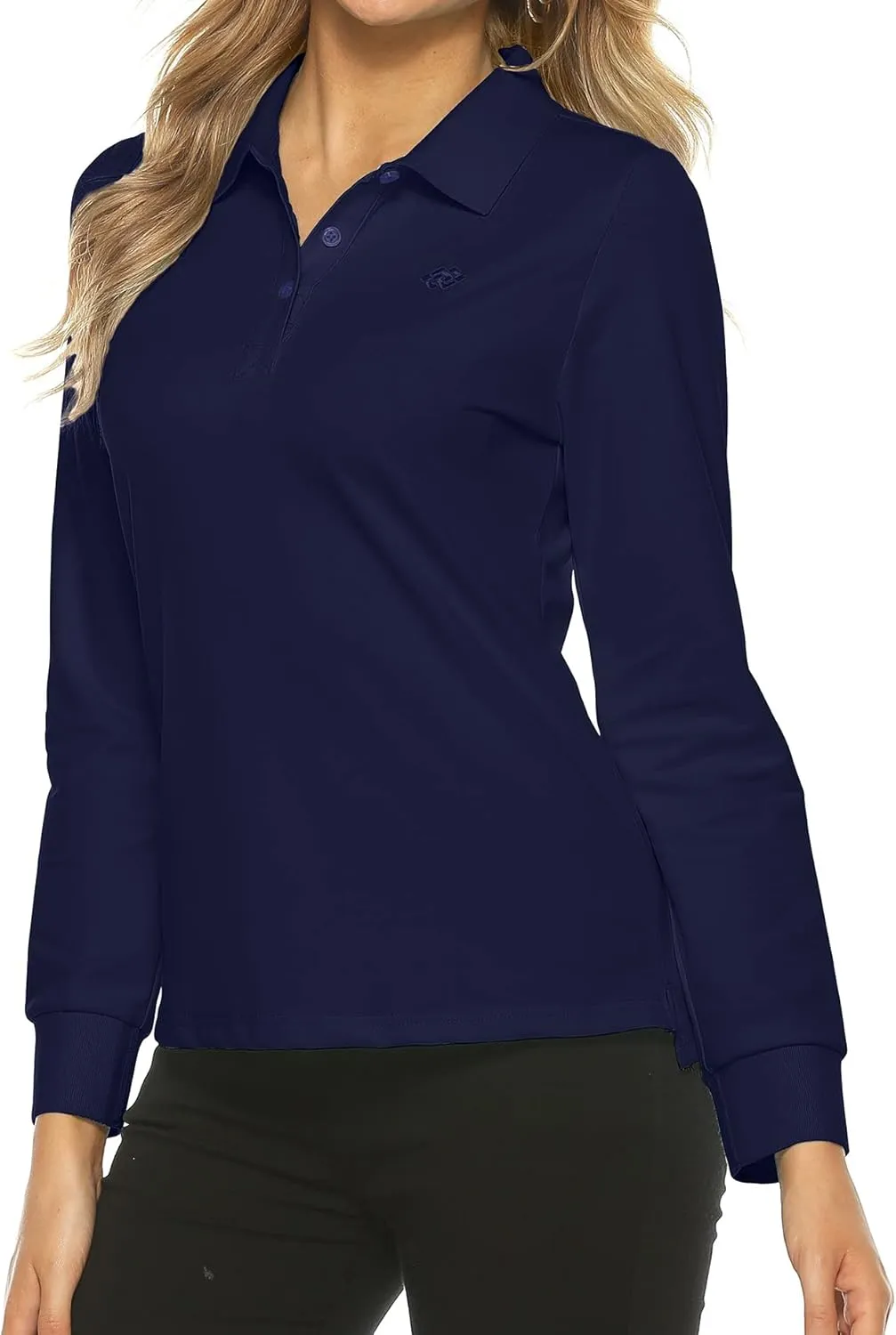 Women's Long Sleeve Golf Polo Shirts Lightweight Quick Dry Moisture Wicking Athletic Tennis Sports Tops 3-Button