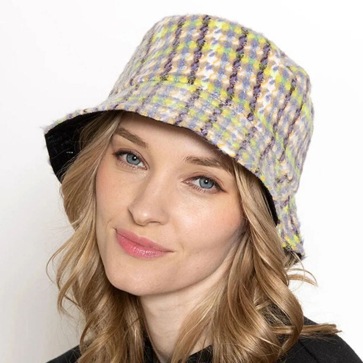 Women's Plaid Bucket Hat Lavender/Multi Fashionable and On-Trend