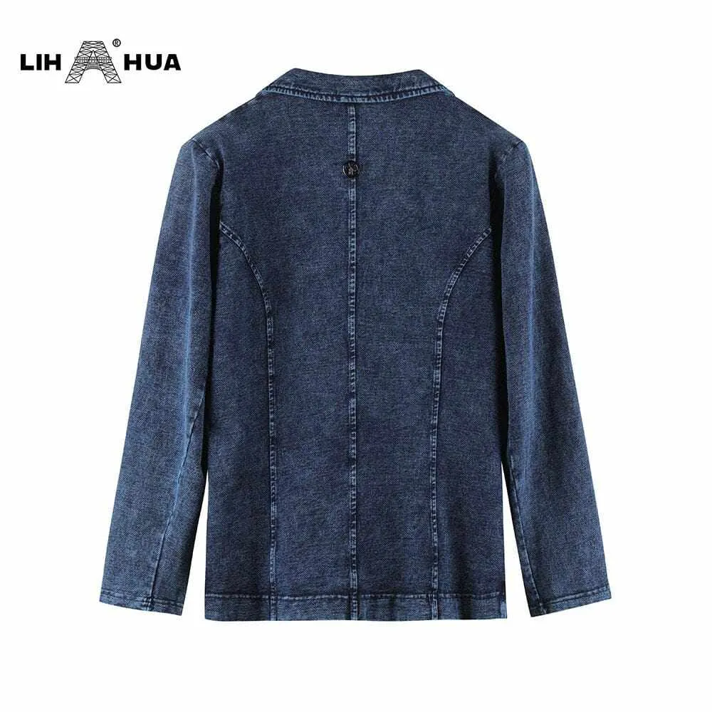 Women's Plus Size Casual Fashion/Business Stretch Knitted Denim Slim Fit Jacket