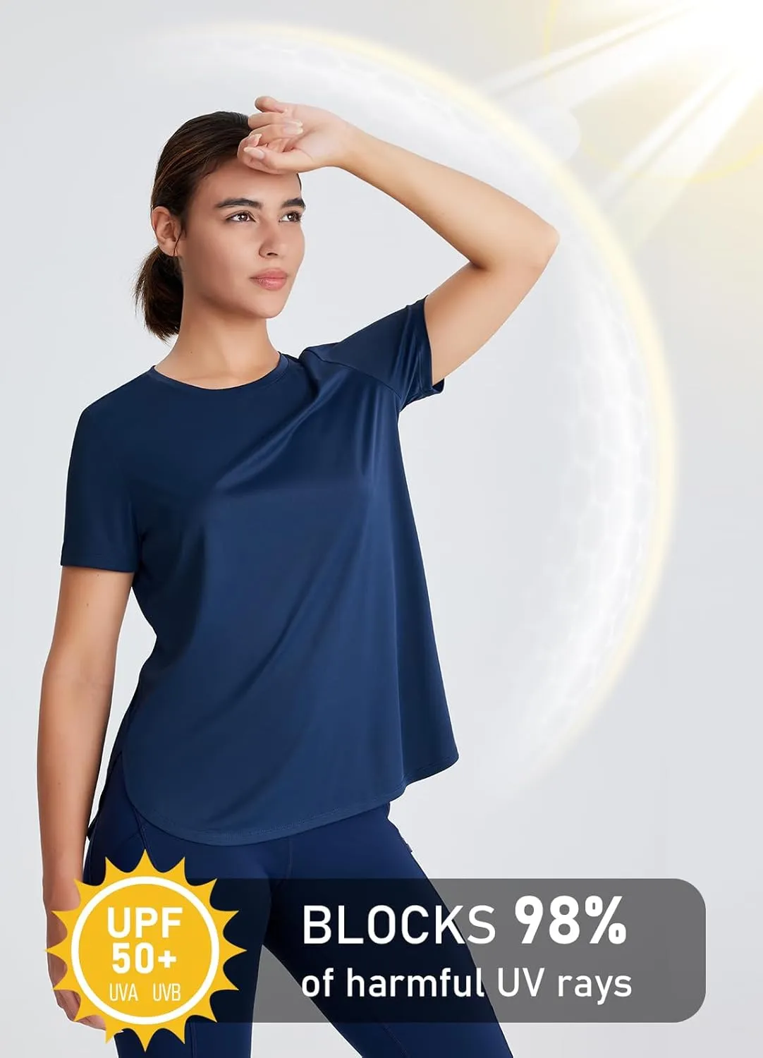 Women's Short Sleeve Workout Tops Moisture Wicking Cooling Shirts UV Protection Quick Dry Athletic Activewear