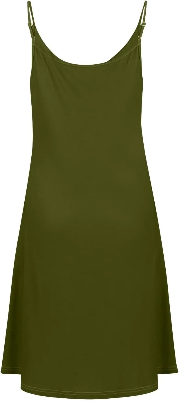 Womens Summer Dresses Spaghetti Strap V Neck Casual Sleeveless Solid Sundress Beach Button Shirts Boho Mini Dress