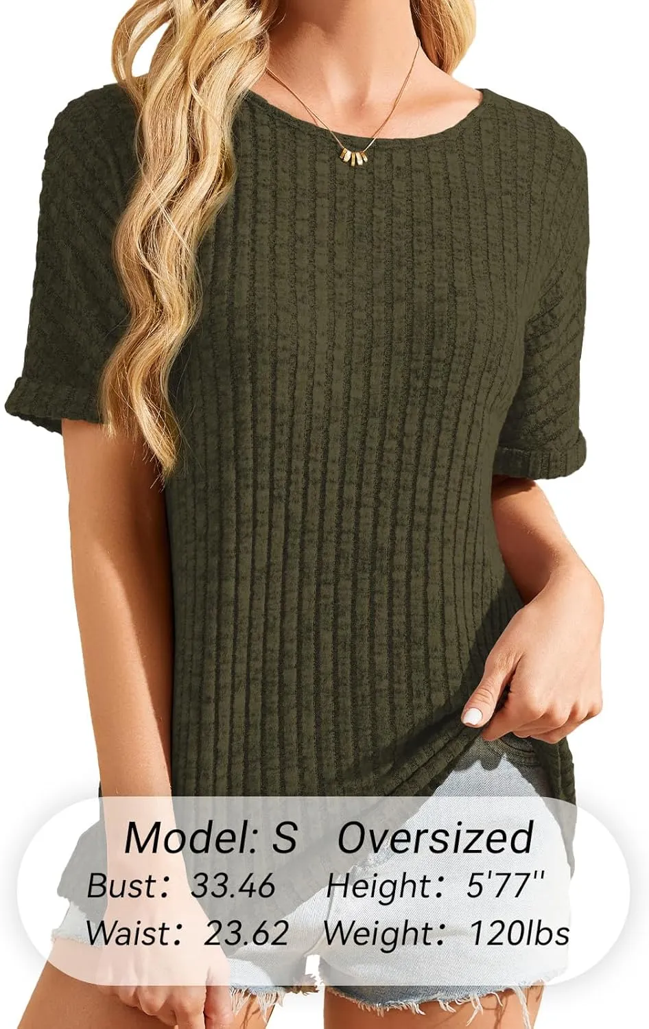 Womens Tops Business Casual Sweaters Short Sleeve Shirts Crew Neck Spring Summer Tops for Women 2025 Loose Fit
