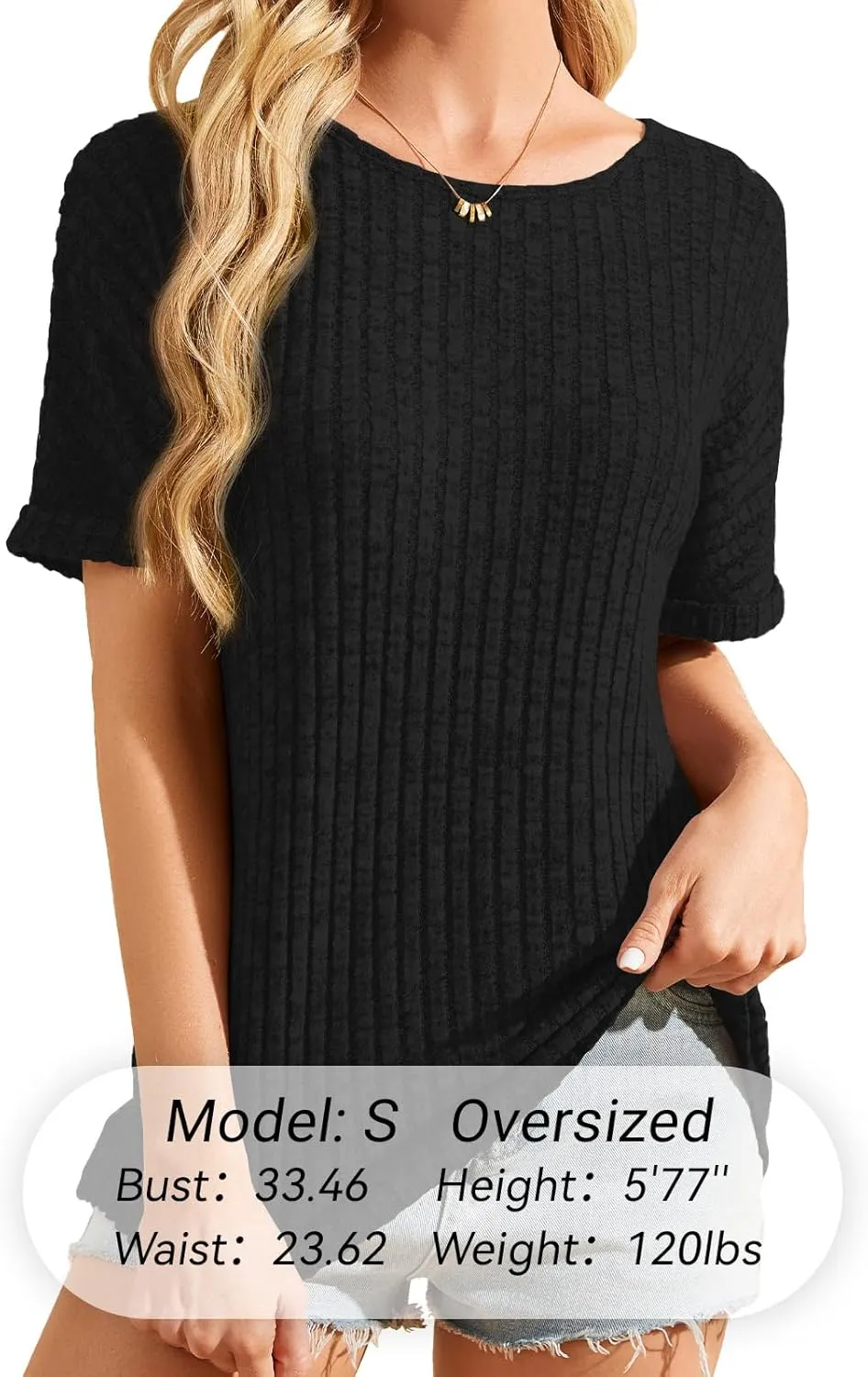 Womens Tops Business Casual Sweaters Short Sleeve Shirts Crew Neck Spring Summer Tops for Women 2025 Loose Fit