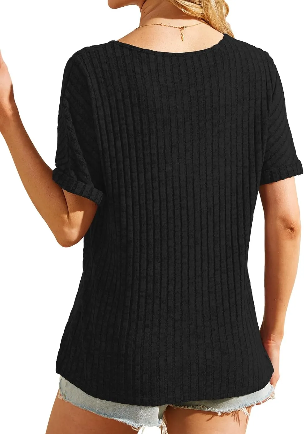 Womens Tops Business Casual Sweaters Short Sleeve Shirts Crew Neck Spring Summer Tops for Women 2025 Loose Fit