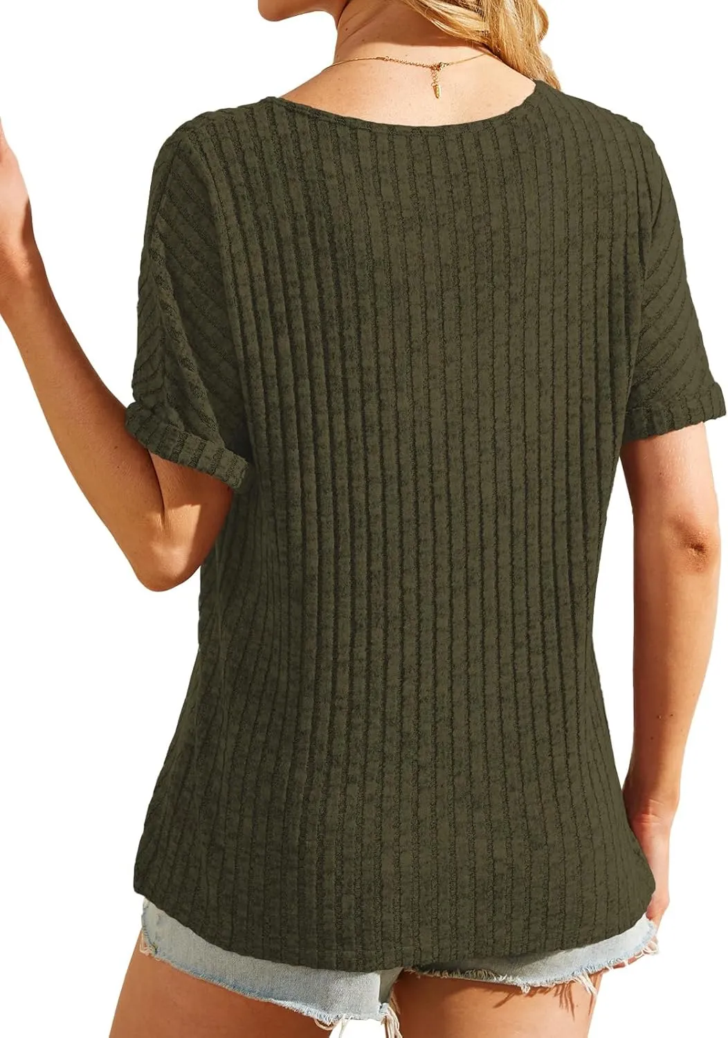 Womens Tops Business Casual Sweaters Short Sleeve Shirts Crew Neck Spring Summer Tops for Women 2025 Loose Fit