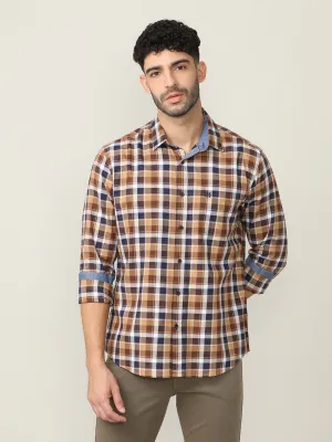 Wood Brown Oxford Checks Shirt With Pocket