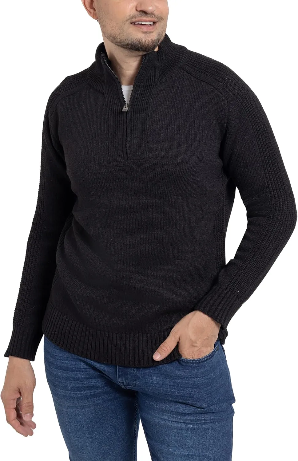 X RAY Mens Quarter Zip Pullover Sweater, Slim Fit Knit Long Sleeve Polo Quarter Zip Pullover Golf Sweatshirt for Men