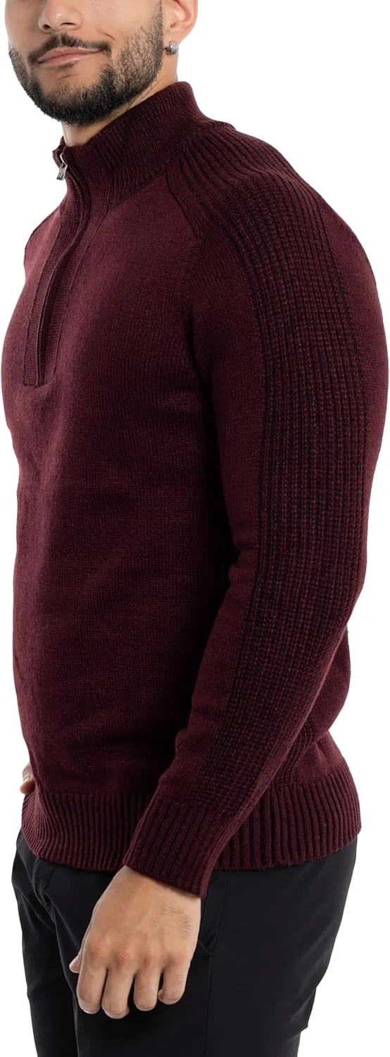 X RAY Mens Quarter Zip Pullover Sweater, Slim Fit Knit Long Sleeve Polo Quarter Zip Pullover Golf Sweatshirt for Men