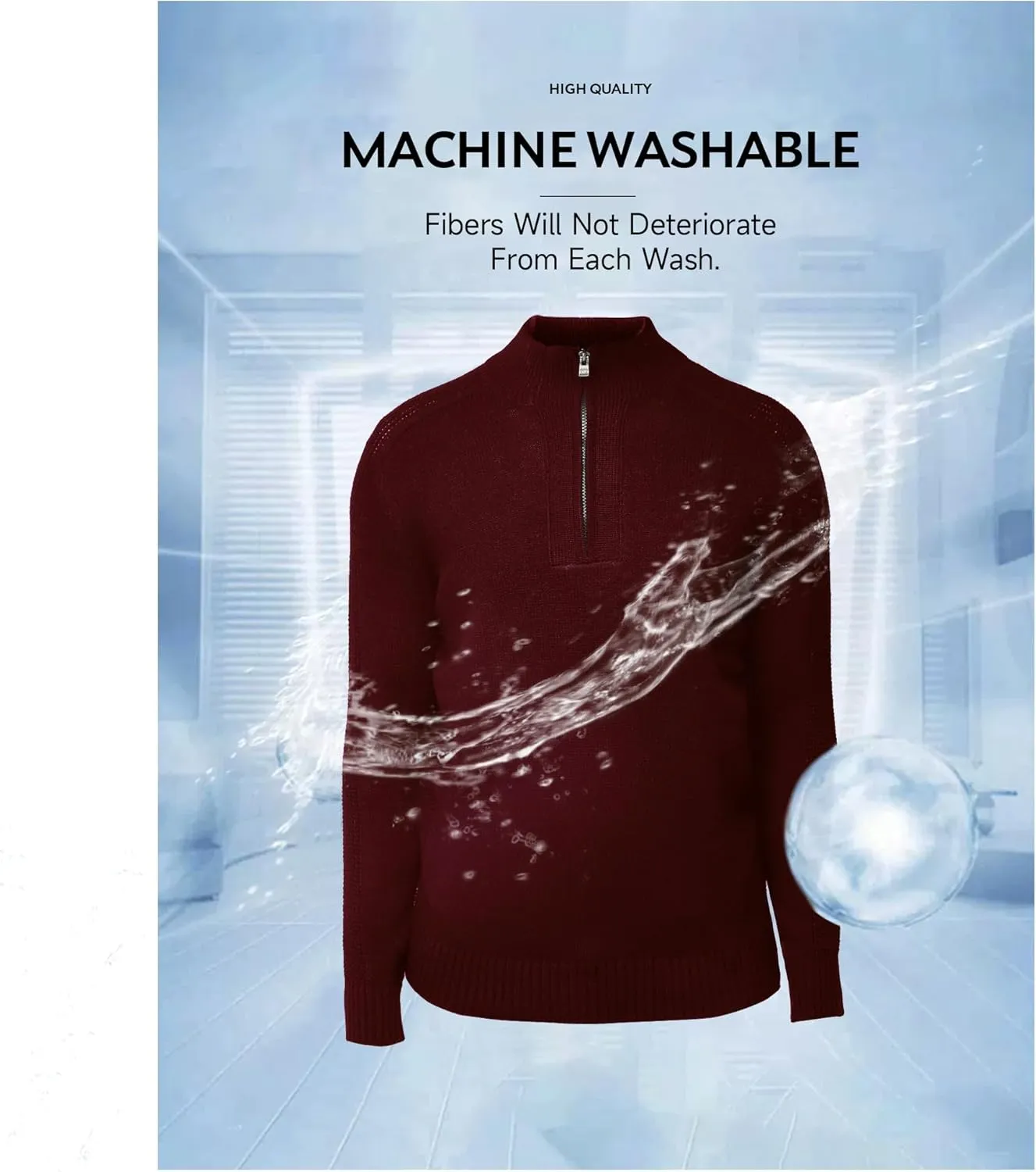X RAY Mens Quarter Zip Pullover Sweater, Slim Fit Knit Long Sleeve Polo Quarter Zip Pullover Golf Sweatshirt for Men