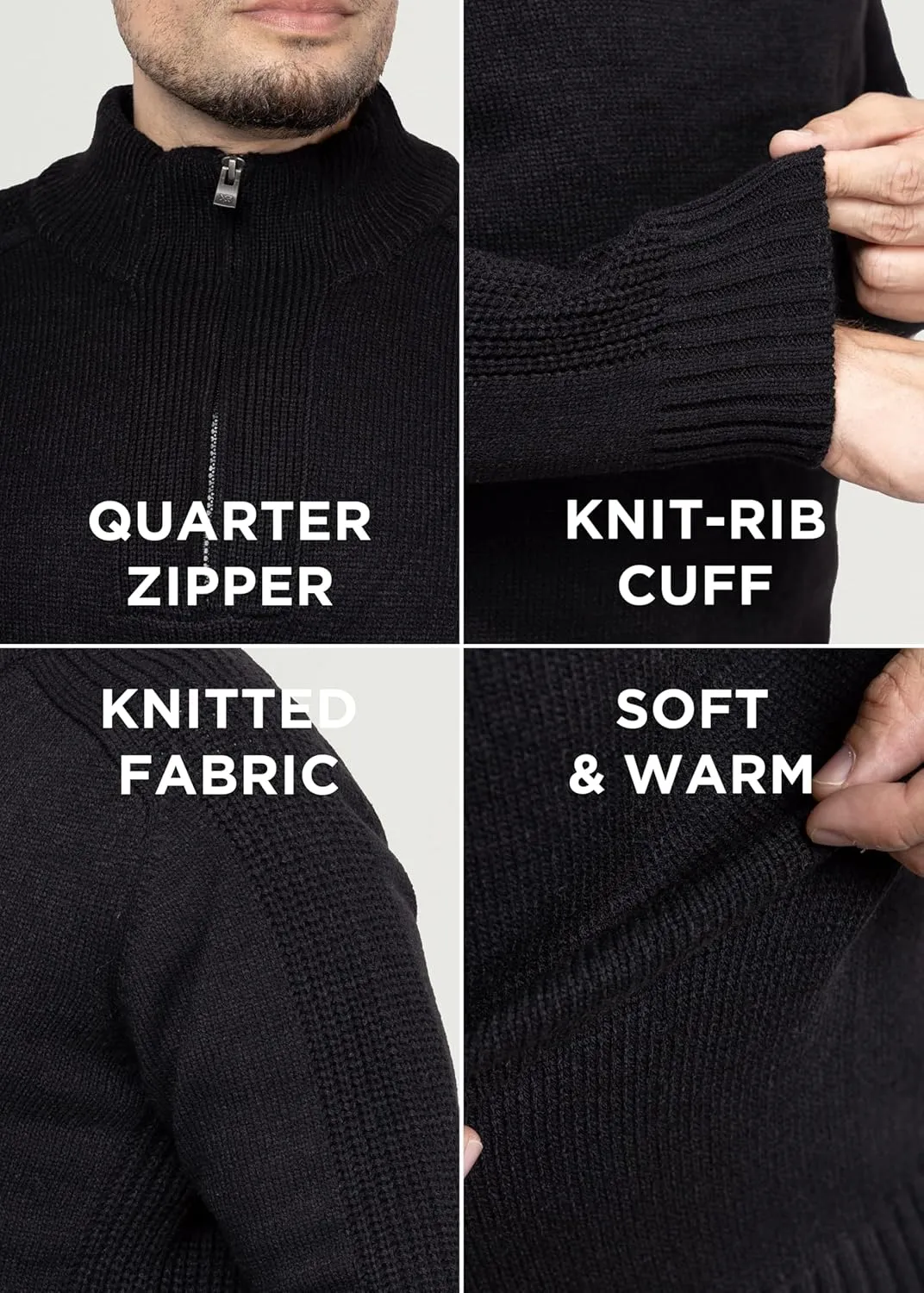 X RAY Mens Quarter Zip Pullover Sweater, Slim Fit Knit Long Sleeve Polo Quarter Zip Pullover Golf Sweatshirt for Men