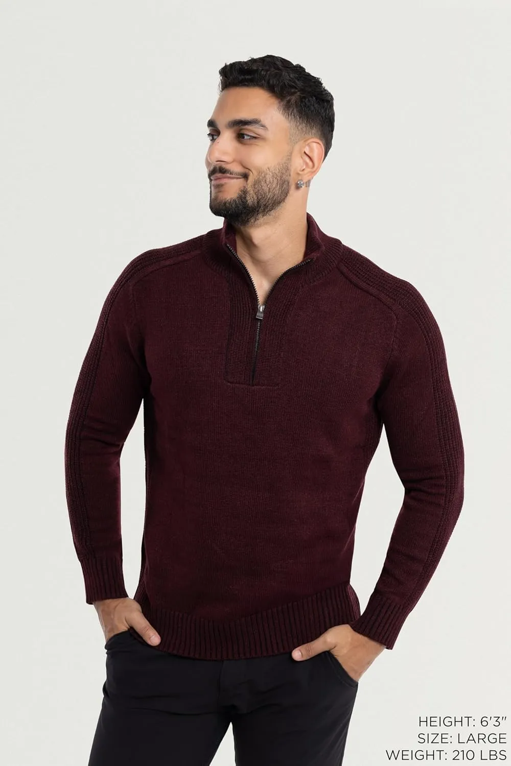X RAY Mens Quarter Zip Pullover Sweater, Slim Fit Knit Long Sleeve Polo Quarter Zip Pullover Golf Sweatshirt for Men