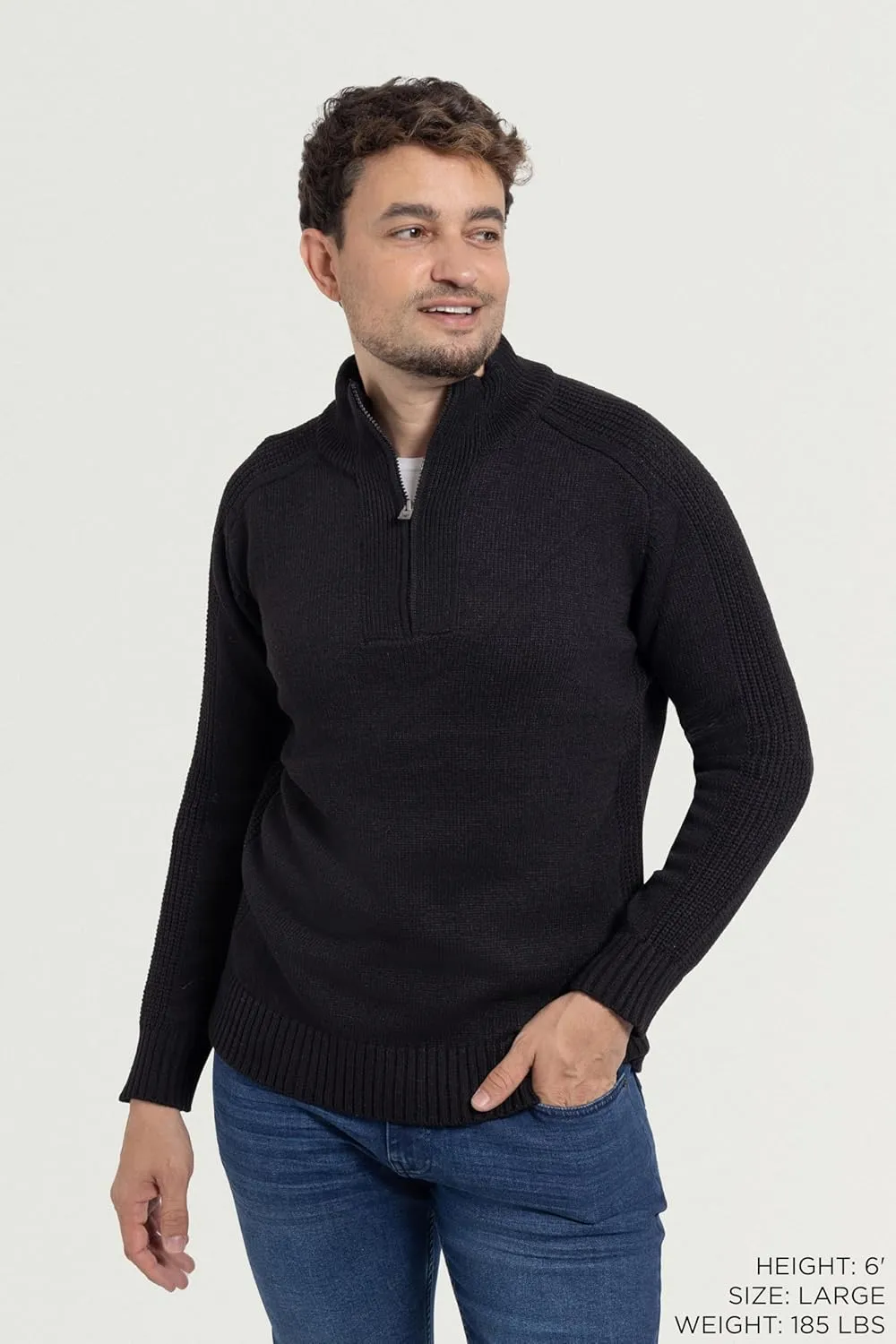 X RAY Mens Quarter Zip Pullover Sweater, Slim Fit Knit Long Sleeve Polo Quarter Zip Pullover Golf Sweatshirt for Men