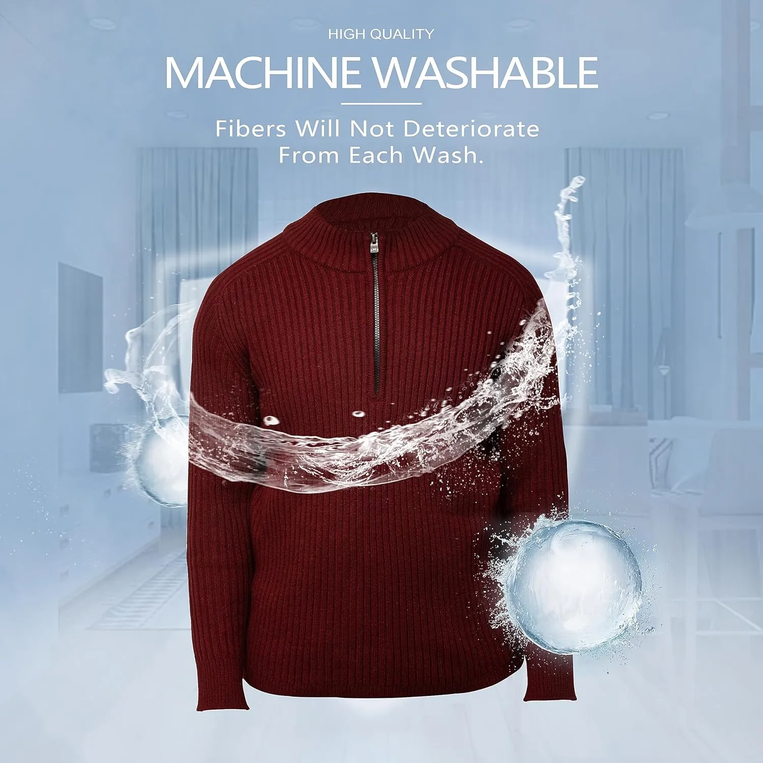 X RAY Mens Quarter Zip Pullover Sweater, Slim Fit Knit Long Sleeve Polo Quarter Zip Pullover Golf Sweatshirt for Men