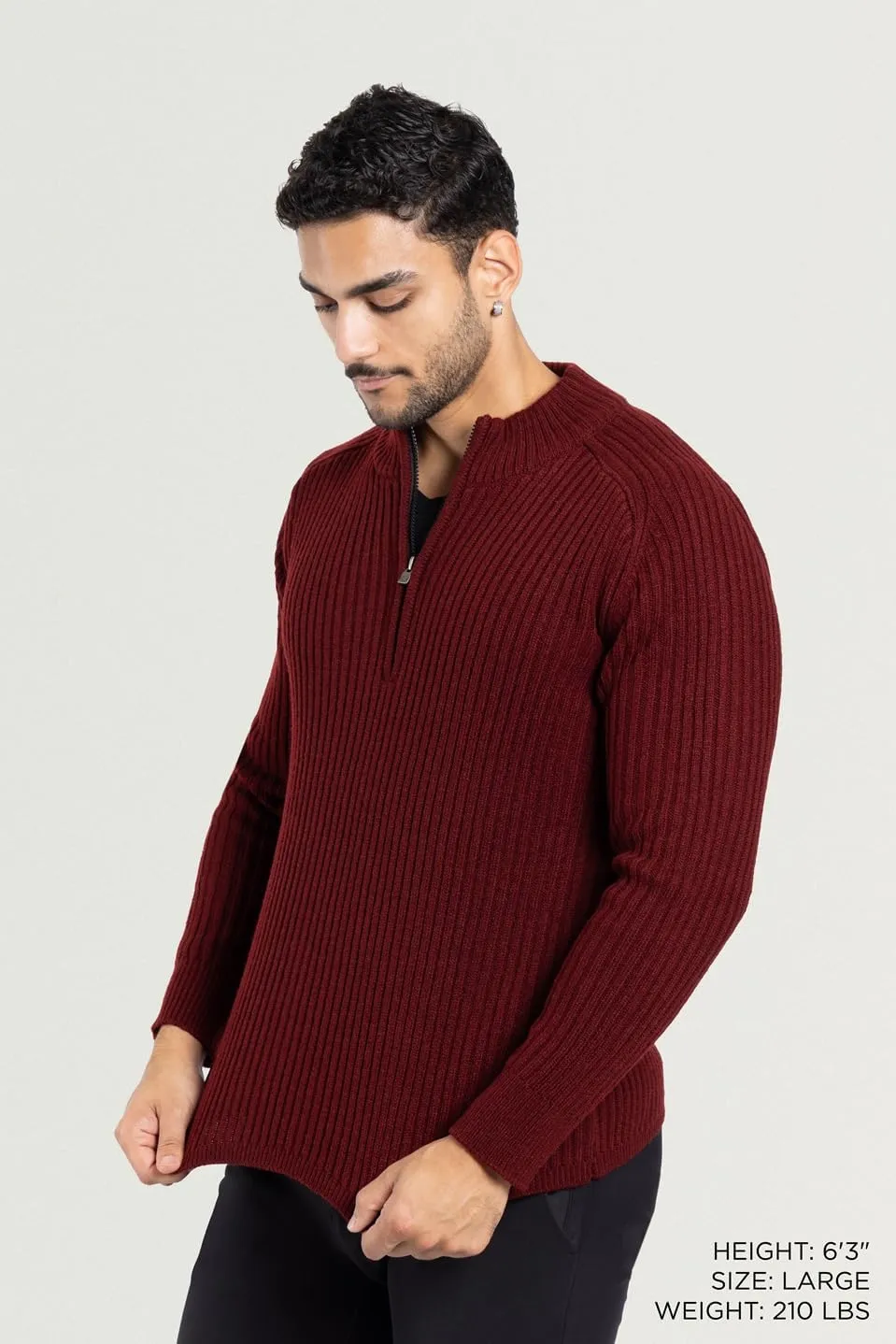 X RAY Mens Quarter Zip Pullover Sweater, Slim Fit Knit Long Sleeve Polo Quarter Zip Pullover Golf Sweatshirt for Men