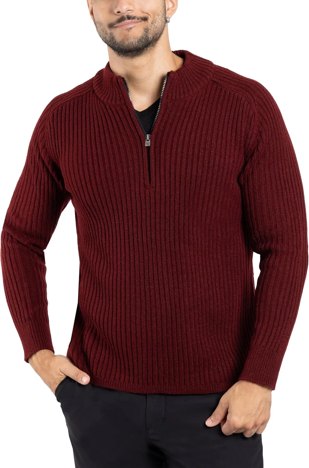 X RAY Mens Quarter Zip Pullover Sweater, Slim Fit Knit Long Sleeve Polo Quarter Zip Pullover Golf Sweatshirt for Men