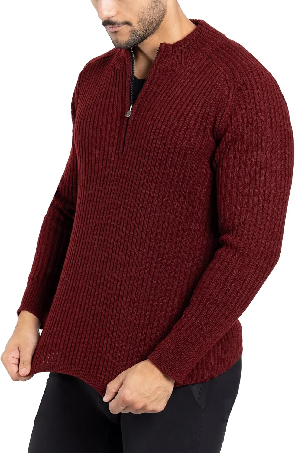 X RAY Mens Quarter Zip Pullover Sweater, Slim Fit Knit Long Sleeve Polo Quarter Zip Pullover Golf Sweatshirt for Men
