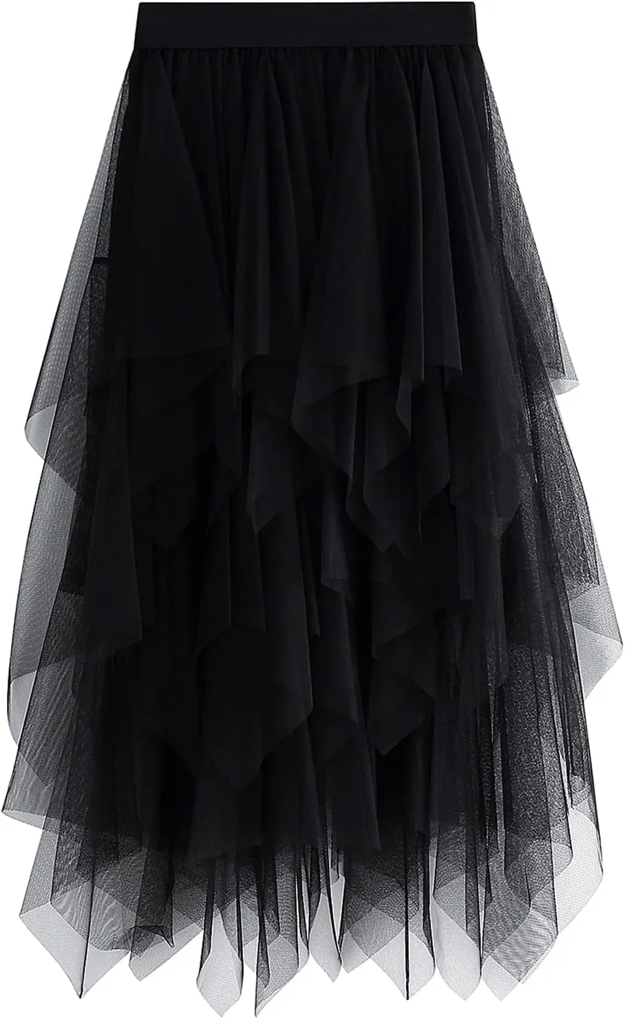 Xaspee Tulle Skirts for Women High Waist Layered Floral Print Brown Skirt Mesh A-Line Midi Midi Skirt