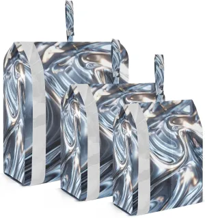 xigua Polished Chrome 3 Set Compression Packing Cubes for Travel,Travel Essentials for Carry on Luggage,Travel Accessories for Suitcase Organizer Bags Set,Lightweight and foldable