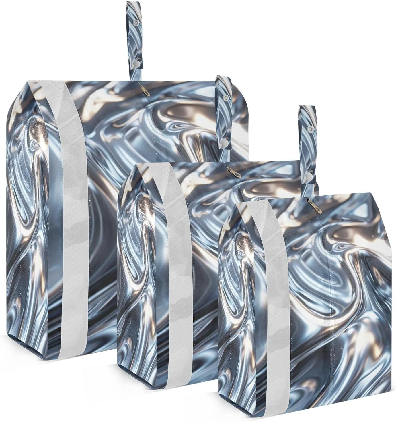 xigua Polished Chrome 3 Set Compression Packing Cubes for Travel,Travel Essentials for Carry on Luggage,Travel Accessories for Suitcase Organizer Bags Set,Lightweight and foldable
