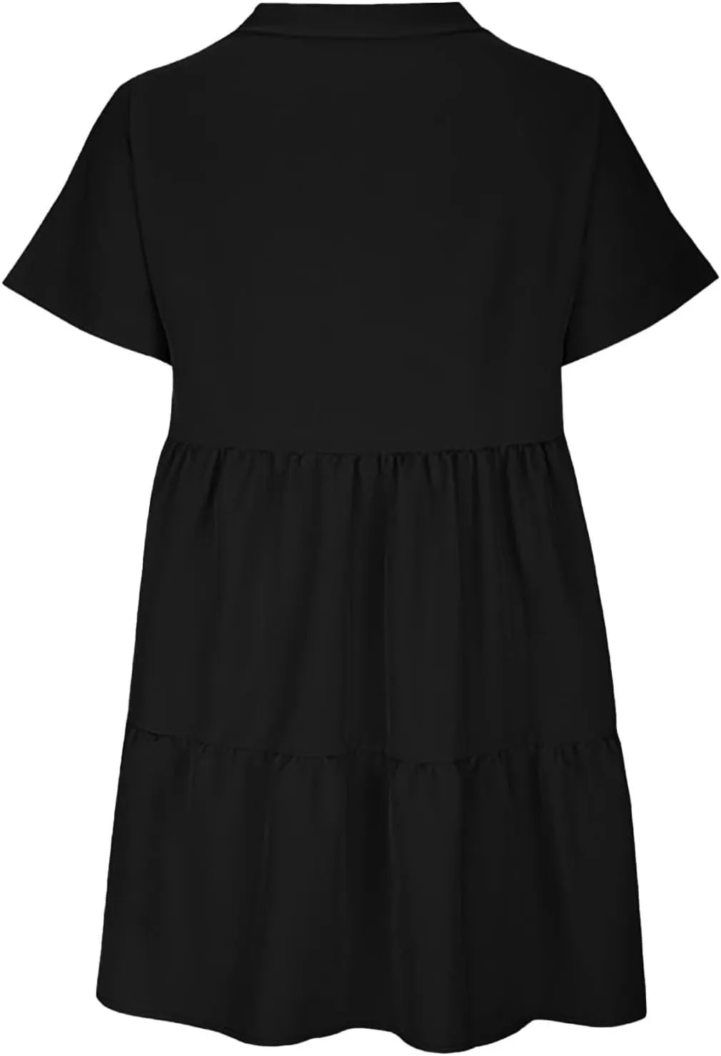 XOWRTE Womens Summer Dress V Neck Short Sleeve Ruffle Hem Tiered Flowy Swing Midi Dresses 2025 Trendy Smock Beach Sundress