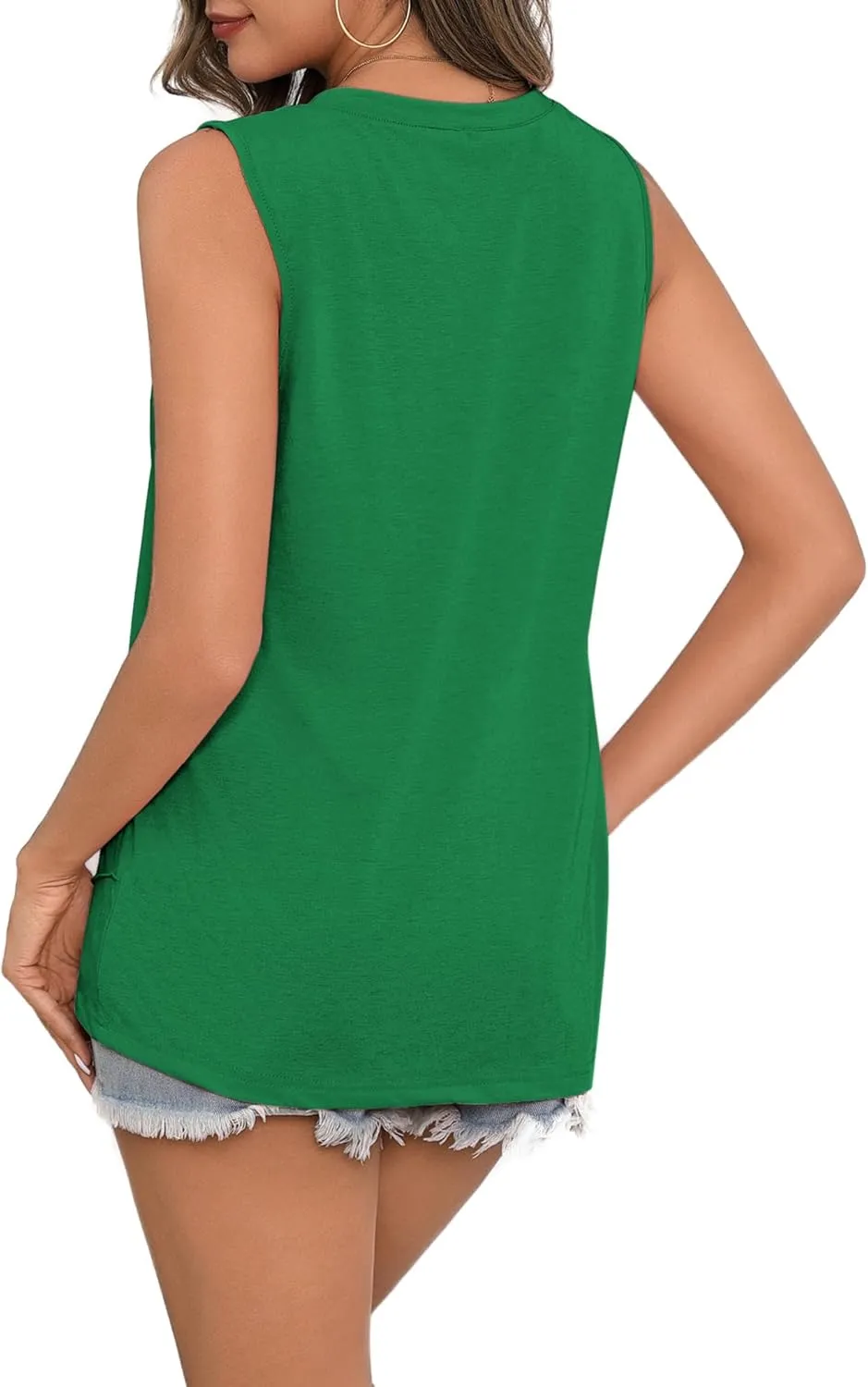 Zeagoo Beach Vacation Clothes for Women Pleated High Neck Flowy Sleeveless Tank Tops Summer Loose Fit Tunic Blouses