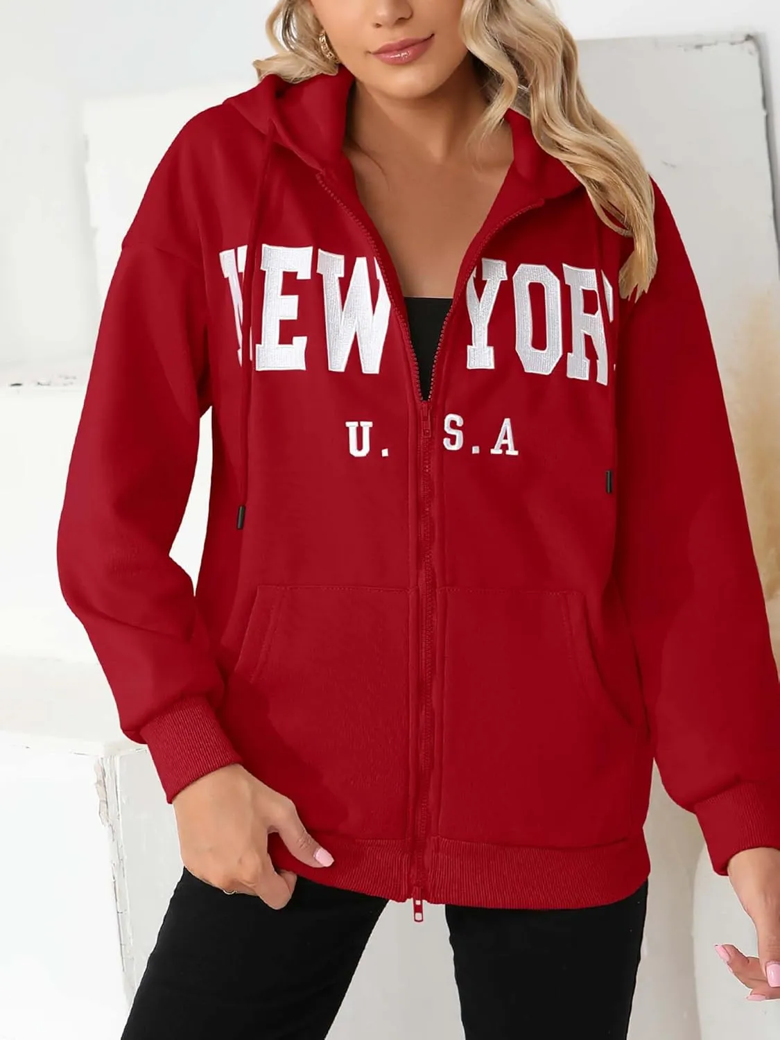 Zip Up Hoodies for Women Oversized Y2K Velvet Sweatshirt Long Sleeve 2024 Fashion Hoodie Jacket with Pocket