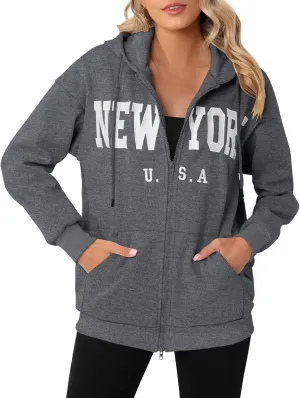 Zip Up Hoodies for Women Oversized Y2K Velvet Sweatshirt Long Sleeve 2024 Fashion Hoodie Jacket with Pocket