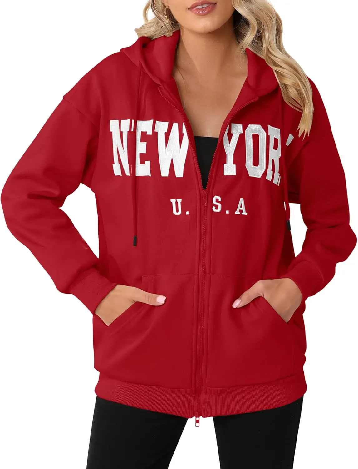 Zip Up Hoodies for Women Oversized Y2K Velvet Sweatshirt Long Sleeve 2024 Fashion Hoodie Jacket with Pocket