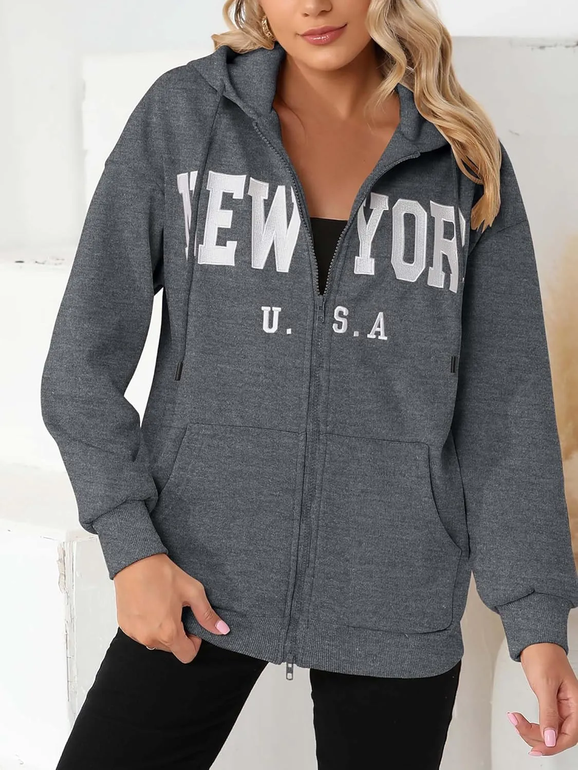Zip Up Hoodies for Women Oversized Y2K Velvet Sweatshirt Long Sleeve 2024 Fashion Hoodie Jacket with Pocket