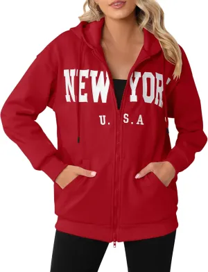 Zip Up Hoodies for Women Oversized Y2K Velvet Sweatshirt Long Sleeve 2024 Fashion Hoodie Jacket with Pocket