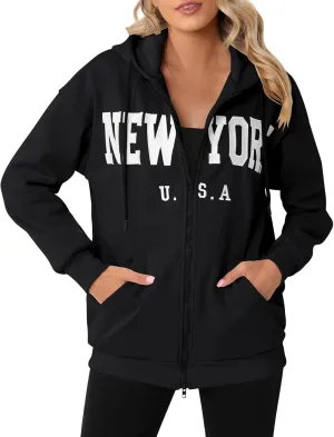 Zip Up Hoodies for Women Oversized Y2K Velvet Sweatshirt Long Sleeve 2024 Fashion Hoodie Jacket with Pocket