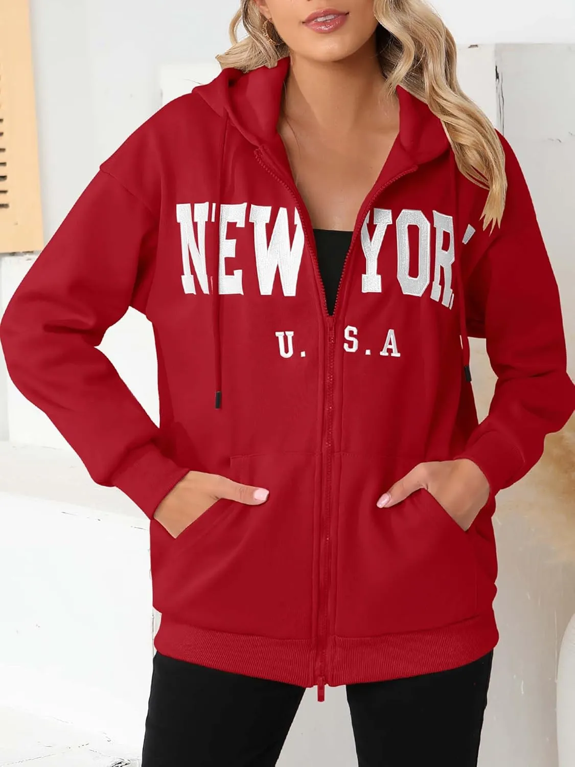 Zip Up Hoodies for Women Oversized Y2K Velvet Sweatshirt Long Sleeve 2024 Fashion Hoodie Jacket with Pocket